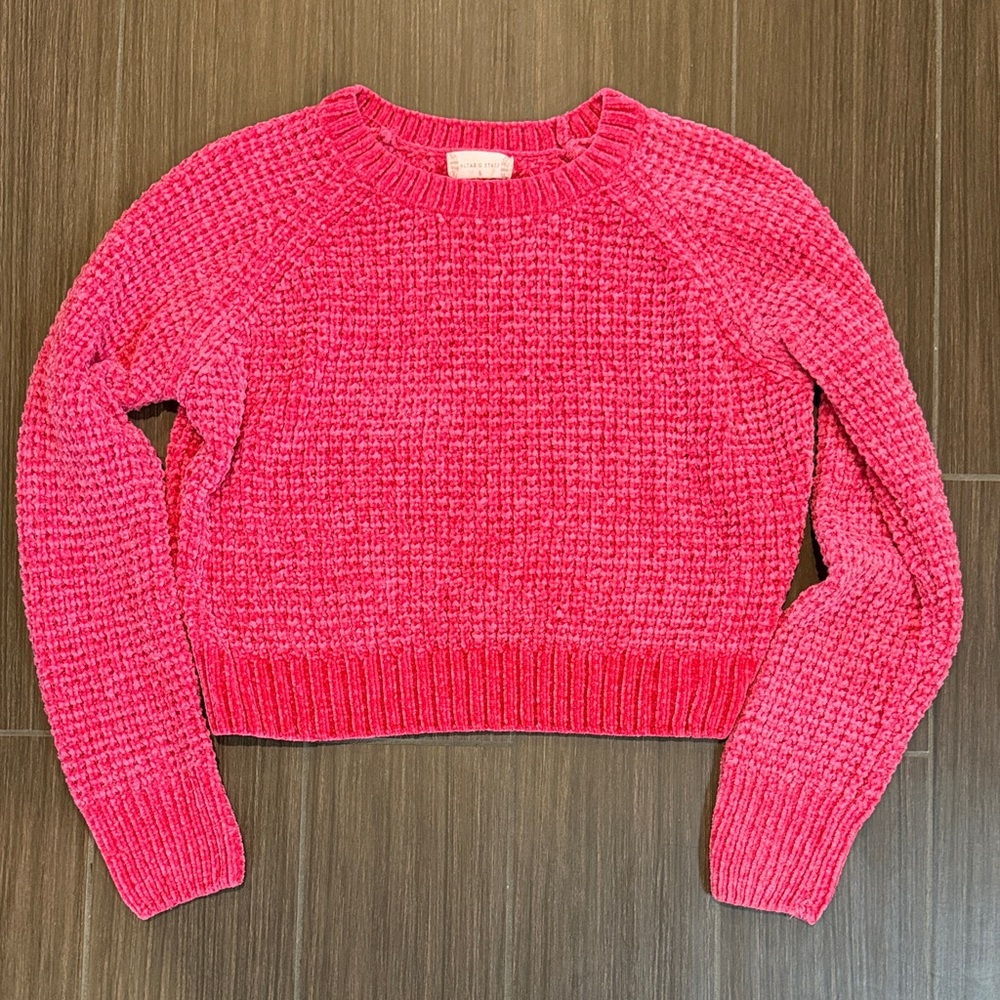 Altar'd State Vibrant Pink Crew Neck Sweater